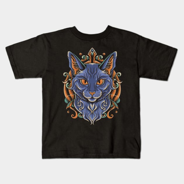 Mystic Cat Tattoo Kids T-Shirt by Goku Creations